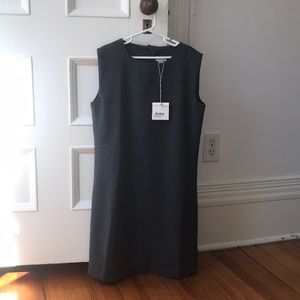 Grey flannel fitted A-line dress